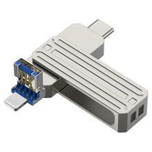 Флеш-накопичувач WIWU Wi-FD001 3in1 (USB-A/C/L) USB 3.0 — 256GB – Срібний