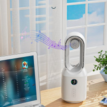 Настольный вентилятор F8 3in1 с Bluetooth-динамиком и ночником 4000mAh – Белый