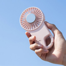 Портативний вентилятор SQT-BF2 з карабіном 1800mAh – Рожевий