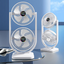 Настольный вентилятор Double head с регулировкой угла наклона 3000 mAh – Белый