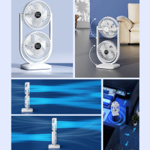 Настольный вентилятор Double head с регулировкой угла наклона 3000 mAh – Белый