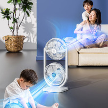 Настольный вентилятор Double head с регулировкой угла наклона 3000 mAh – Белый