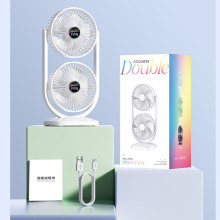 Настольный вентилятор Double head с регулировкой угла наклона 3000 mAh – Белый