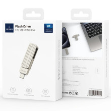 Флеш-драйв USB 3.0 Flash Drive WIWU Wi-FD001 3 in 1 32GB – Серебряный