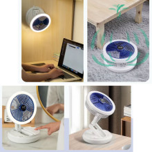 Настільний складний вентилятор Folding Fan 2in1 with Night Light – Білий