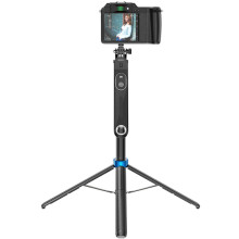 Монопод для селфі Hoco K22 Anti-shake з триногами + знімний BT пульт – Чорний
