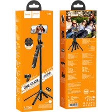 Монопод для селфі Hoco K22 Anti-shake з триногами + знімний BT пульт – Чорний