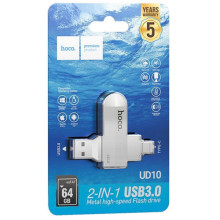 Флеш-накопичувач Hoco UD10 Metal Flash 2in1 USB 3.0/Type-C - 64GB – Сірий