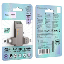 Флеш-накопитель Hoco UD15 2in1 Type-C USB 3.2 - 32GB – Серебряный