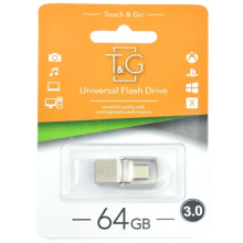 Флеш-накопитель T&G 104 Metal Series 2in1 USB 3.0 (USB-A/C) — 64GB – Серебряный