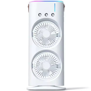 Настільний вентилятор F12 Spray Dual-Fan 2in1 з водяним охолодженням 1800mAh – Білий