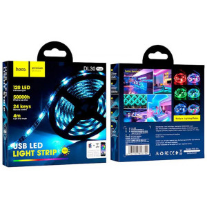 Светодиодная LED лента Hoco DL30 Plus + remote control (4m) – Черный