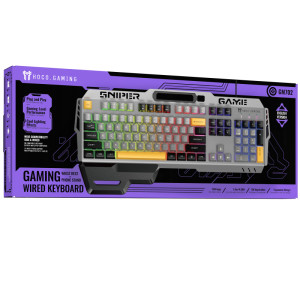 Клавиатура проводная Hoco GM702 Vistoso RGB (English Version) – Серый