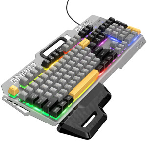 Клавиатура проводная Hoco GM702 Vistoso RGB (English Version) – Серый