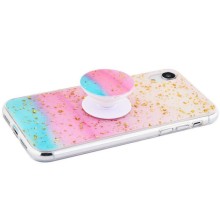 Захисний чохол Fashion Case Confetti Mramor + Pop Socket для iPhone X/Xs – Білий