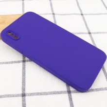 Silicone Case Square Full Camera Protective (AA) NOLOGO для Apple iPhone X / XS (5.8") – Фіолетовий