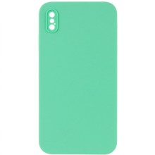 Silicone Case Square Full Camera Protective (AA) NOLOGO для Apple iPhone X / XS (5.8") – Зелений