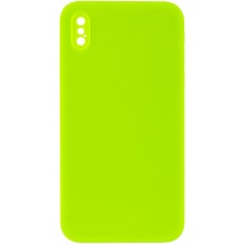 Silicone Case Square Full Camera Protective (AA) NOLOGO для Apple iPhone X / XS (5.8") – Салатовий