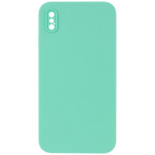 Чехол Silicone Case Square Full Camera Protective (AA) NOLOGO для Apple iPhone X / XS (5.8") – Бирюзовый