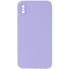 Чехол Silicone Case Square Full Camera Protective (AA) NOLOGO для Apple iPhone X / XS (5.8") – Сиреневый