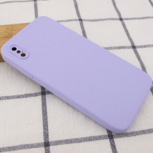 Чехол Silicone Case Square Full Camera Protective (AA) NOLOGO для Apple iPhone X / XS (5.8") – Сиреневый