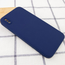 Чехол Silicone Case Square Full Camera Protective (AA) NOLOGO для Apple iPhone X / XS (5.8") – Темно-синий