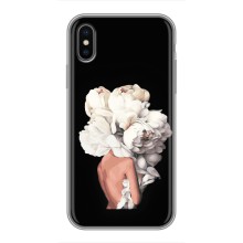 Чехлы (ART) Цветы на iPhone X (VPrint) (Белые цветы)