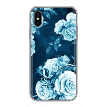 Чехлы (ART) Цветы на iPhone X (VPrint) (Голубые Бутоны)