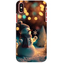 Чехлы на Новый Год iPhone X – Снеговик праздничный
