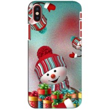 Чехлы на Новый Год iPhone X – Снеговик в шапке