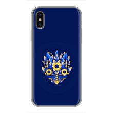 Чохол з картинкою (Патріотичний ГЕРБ) на iPhone X (Герб в квітах)