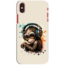 Чохол з Мавпами iPhone X - (AlphaPrint) (Макака в навушниках)