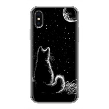 Чохол з принтом для iPhone X (AlphaPrint) Модні коти (Котик і місяць)