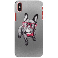 Чехол (ТПУ) Милые собачки для iPhone X – Бульдог в очках
