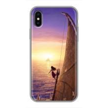 Чехол с мультфильмом Моана iPhone X (Моана в море)