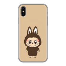 Чехол с Лабубу на iPhone X (Коричневый Лабубу)