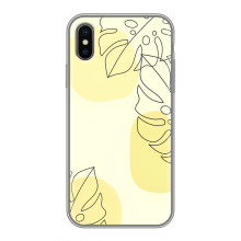 Силиконовый чехол с принтом в цветах на iPhone X (Монстера жёлтая)