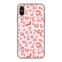 Чохол з розовим принтом для iPhone X (Рожевий леопард)