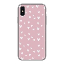 Чохол з розовим принтом для iPhone X (Сердечки на рожевому)