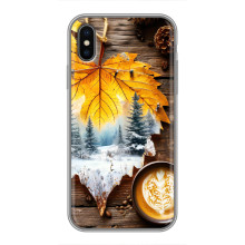 Чехол с уникальным дизайном «Осень с кофе» для iPhone X – Осенне-зимнее кофе