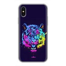 Силіконовий бампер з картинкою звірів для iPhone X (Тигр-Арт)