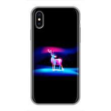 Силіконовий бампер з картинкою звірів для iPhone X (Яскравий олень)