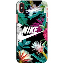 Силиконовый Чехол на iPhone X с картинкой Nike (Цветочный Nike)