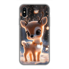 Яркий чехол для iPhone X с Зимними Оленятами – Оленёнок