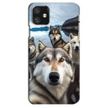 Чехол с Хаски для iPhone 12 mini - (AlphaPrint) (Селфи ХАски)