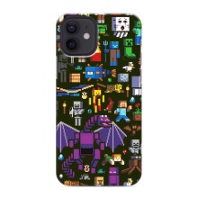 Чехол Майнкрафт на iPhone 12 mini (AlphaPrint) Minecraft (Коллаж Майнкрафт)