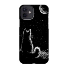 Чехол с принтом для iPhone 12 mini (AlphaPrint) Модные коты – Котик и луна