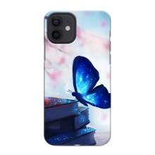 Силиконовый бампер с картинкой животных для iPhone 12 mini (Бабочка синяя)