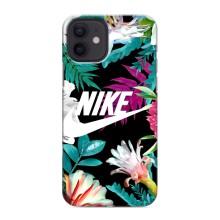 Силіконовый Чохол на iPhone 12 mini з картинкою НАЙК (Квітковий Nike)