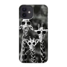 Силиконовый чехол с КАРТИНКАМИ лето для iPhone 12 mini (AlphaPrint) (Жирафы в очках)